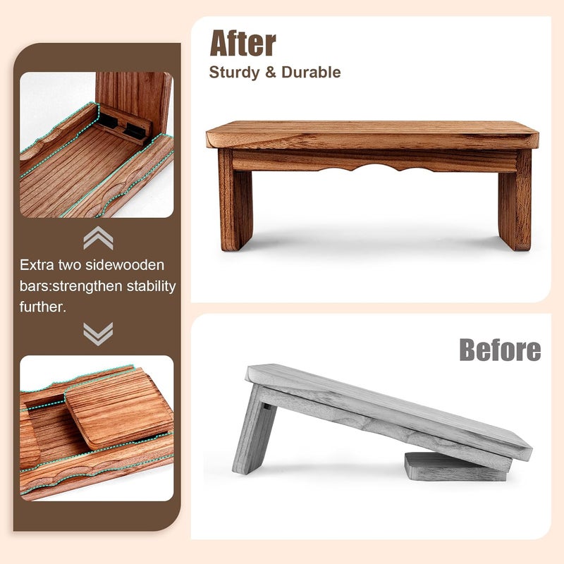YERGOFE Folding Yoga Meditation Bench - Yoga Kneeling Bench for Adult, Wooden Zen Meditation Stool Kneeling Bench for Yoga Practice (Dark Brown) - Image 4